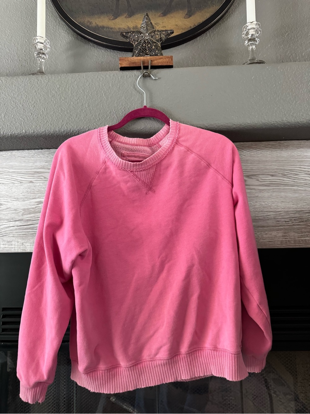 American Eagle Outfitters Pink Pullover Sweatshirt distressed lived in style